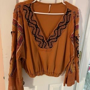 Free People Blouse Bell Sleeves